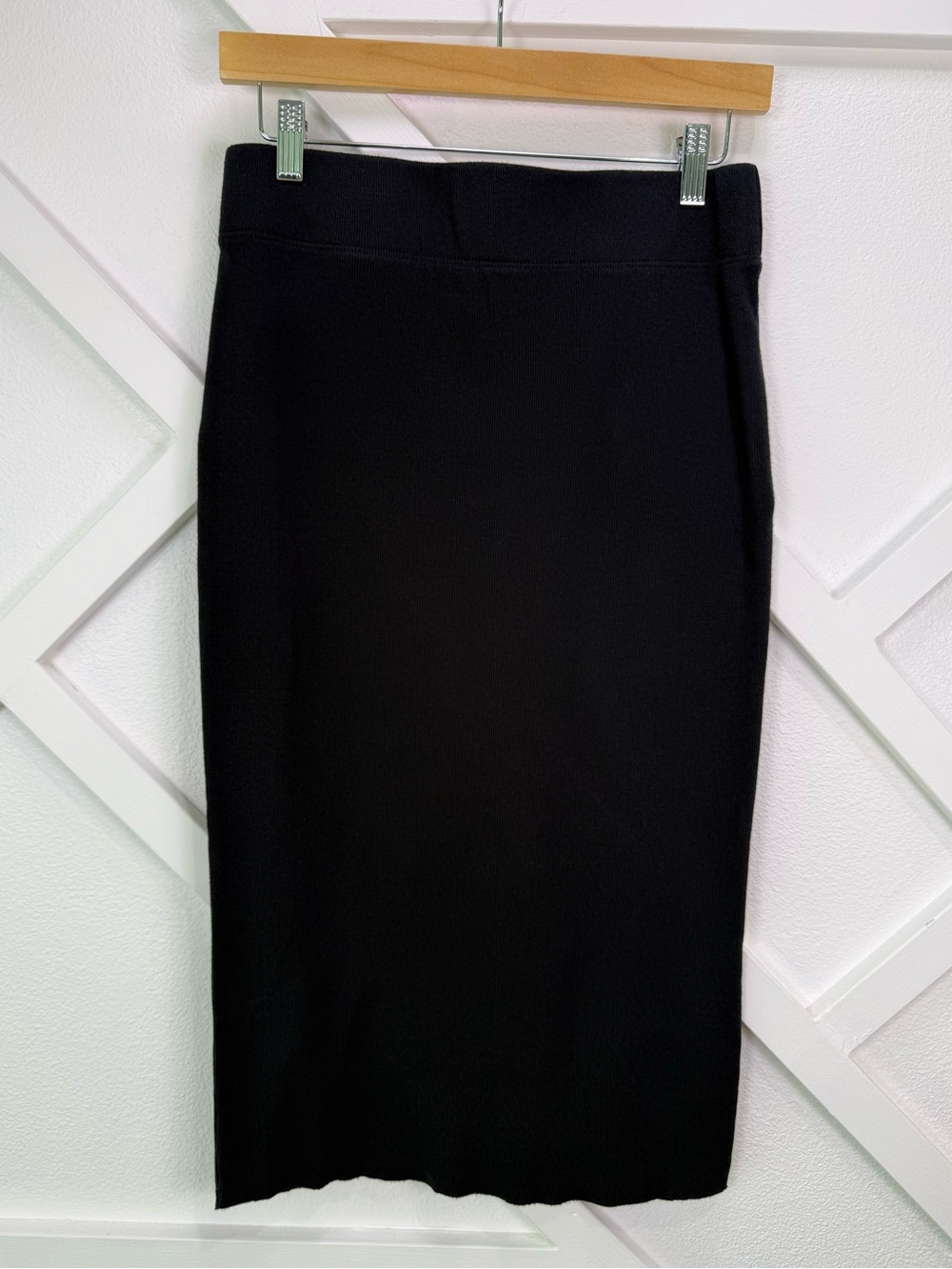 Standard James Perse Midi Rib Knit Pencil Skirt Black Size 3 (Large) - Picture 2 of 11
